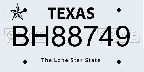 BH88749 Texas License Plate
