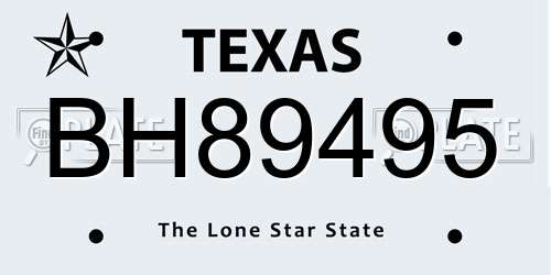 BH89495 Texas License Plate