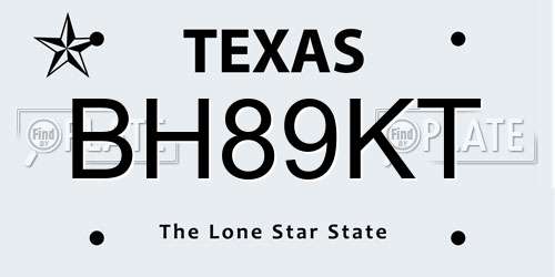 BH89KT Texas License Plate