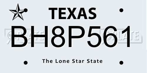 BH8P561 Texas License Plate