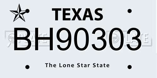 BH90303 Texas License Plate