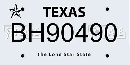 BH90490 Texas License Plate