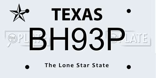 BH93P Texas License Plate
