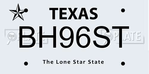 BH96ST Texas License Plate