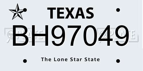 BH97049 Texas License Plate