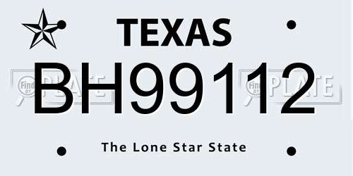 BH99112 Texas License Plate