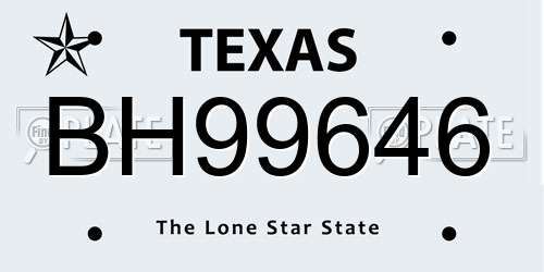 BH99646 Texas License Plate