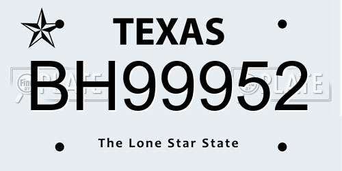 BH99952 Texas License Plate