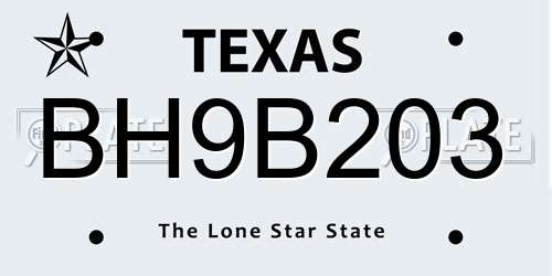 BH9B203 Texas License Plate