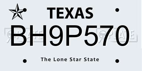 BH9P570 Texas License Plate
