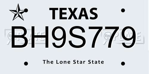 BH9S779 Texas License Plate