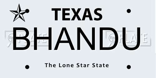 BHANDU Texas License Plate