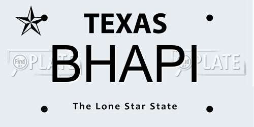BHAPI Texas License Plate