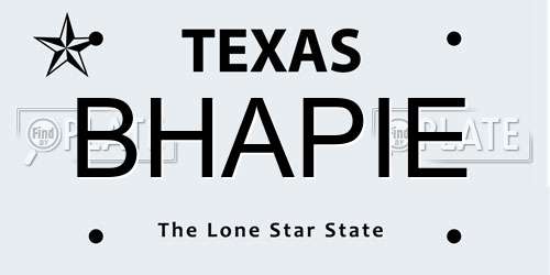 BHAPIE Texas License Plate