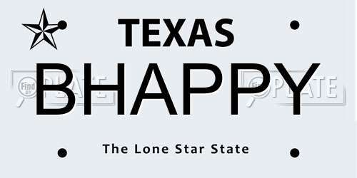 BHAPPY Texas License Plate