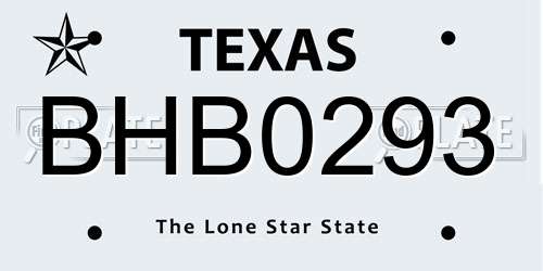 BHB0293 Texas License Plate