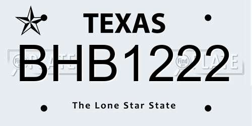 BHB1222 Texas License Plate