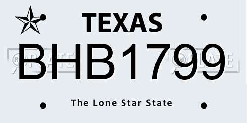 BHB1799 Texas License Plate