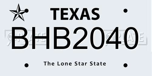 BHB2040 Texas License Plate