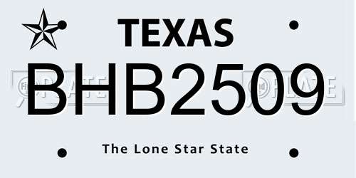 BHB2509 Texas License Plate