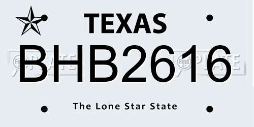 BHB2616 Texas License Plate