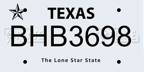 BHB3698 Texas License Plate