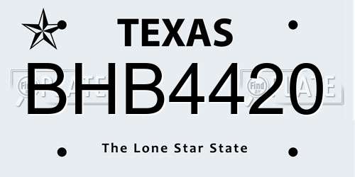 BHB4420 Texas License Plate