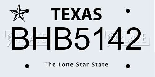 BHB5142 Texas License Plate