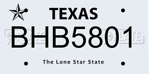 BHB5801 Texas License Plate