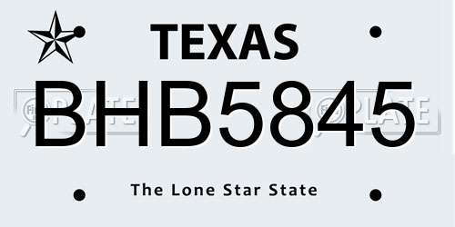 BHB5845 Texas License Plate