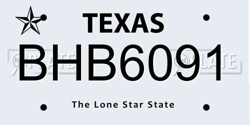 BHB6091 Texas License Plate