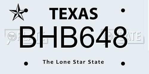 BHB648 Texas License Plate