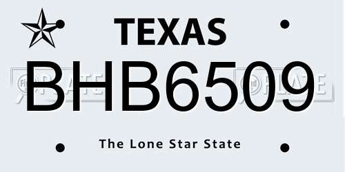 BHB6509 Texas License Plate