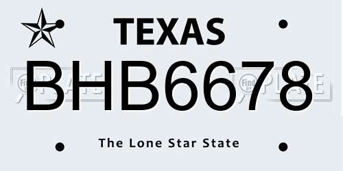 BHB6678 Texas License Plate