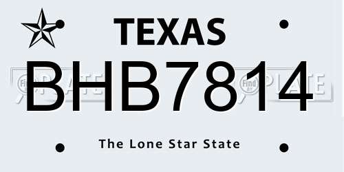 BHB7814 Texas License Plate