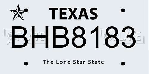 BHB8183 Texas License Plate