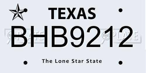 BHB9212 Texas License Plate
