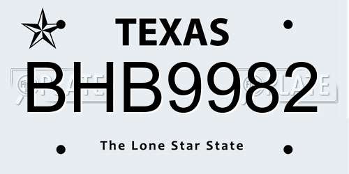 BHB9982 Texas License Plate