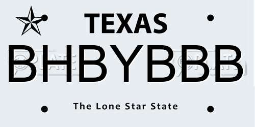 BHBYBBB Texas License Plate