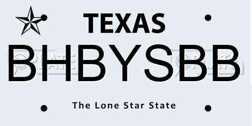 BHBYSBB Texas License Plate