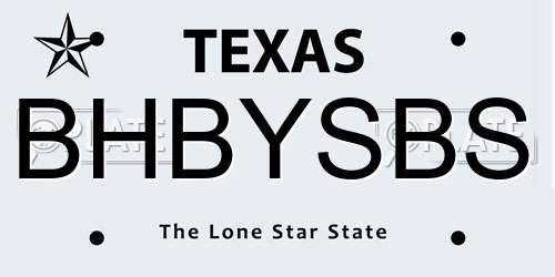 BHBYSBS Texas License Plate