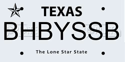 BHBYSSB Texas License Plate