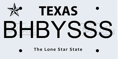 BHBYSSS Texas License Plate
