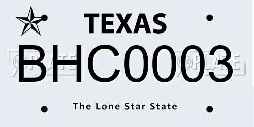 BHC0003 Texas License Plate