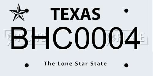 BHC0004 Texas License Plate
