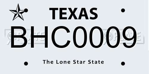 BHC0009 Texas License Plate