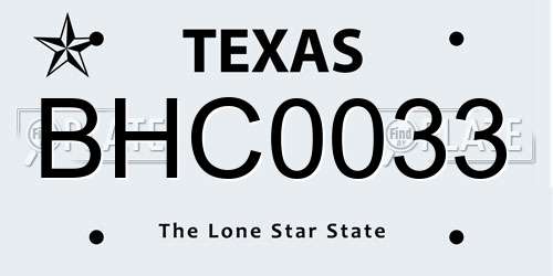 BHC0033 Texas License Plate