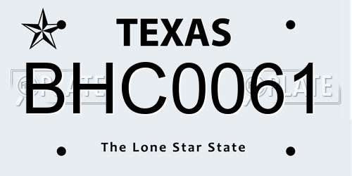 BHC0061 Texas License Plate