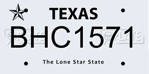 BHC1571 Texas License Plate