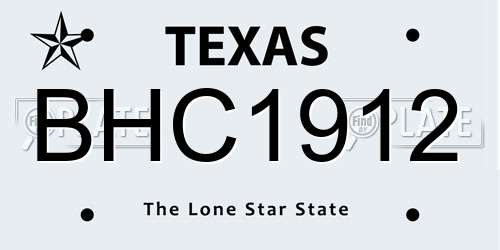 BHC1912 Texas License Plate